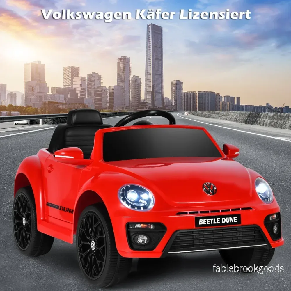 VW Beetle – barnbil med musik och ljuslägen inkl 2,4G Fjärrkontroll – 2 – Röd - Bild 2