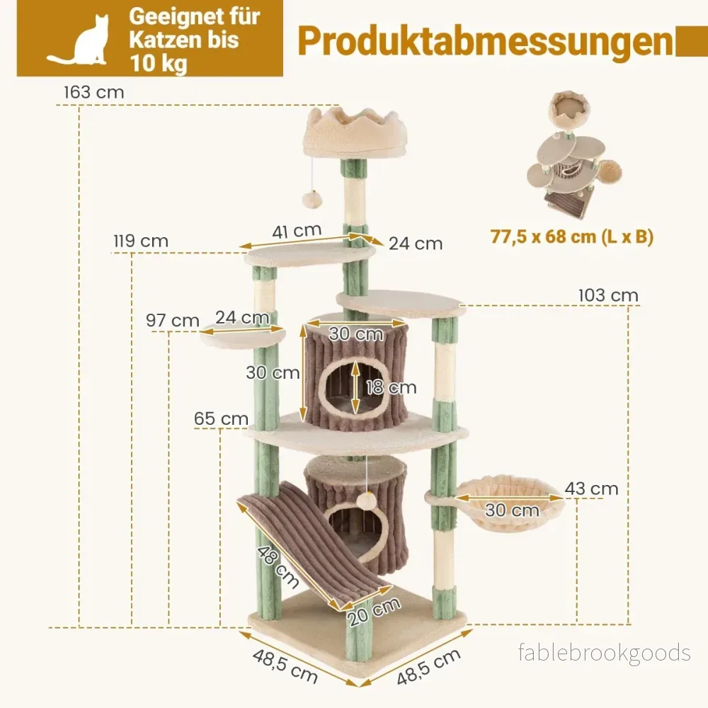Stor – klätterträd med kattgrottor och bas Klättringsträd – 2 – Grön - Bild 2