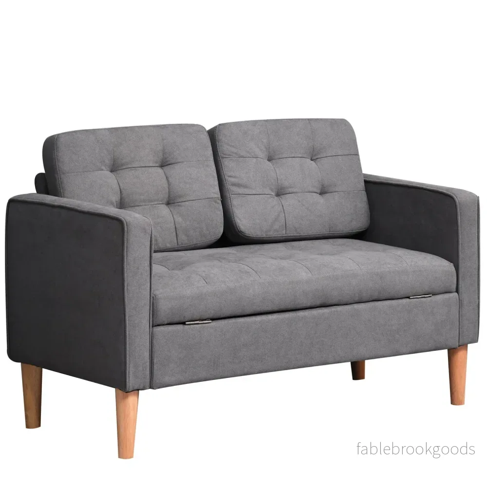 2-sits grå tygsoffa med avtagbara kuddar 2-sits grå tygsoffa med avtagbara kuddar