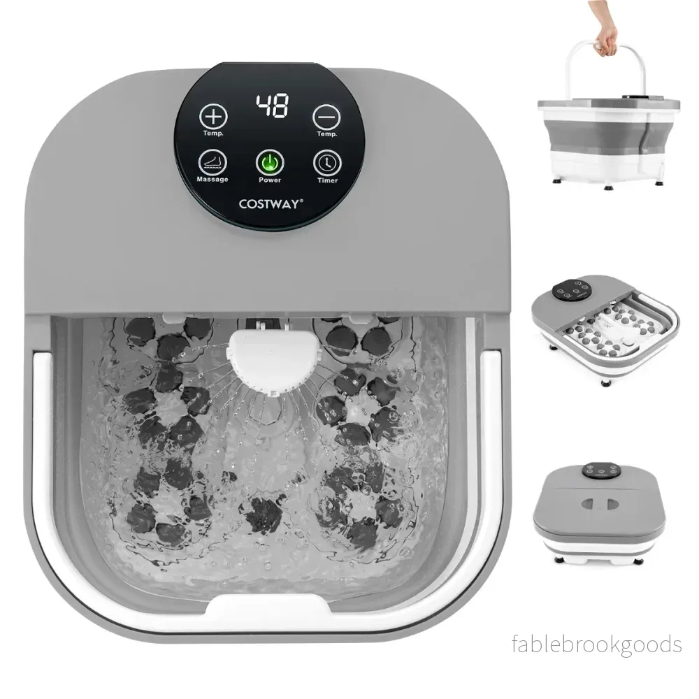 Fotbad – hopfällbart med dusch 60min timer och Shiatsu massagebollar temperatur 35-48°C uppvärmning – 30 – Grå - Bild 2
