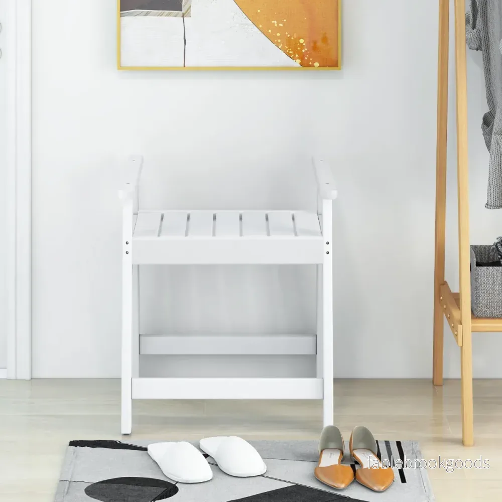 Duschbänk – med Armstöd Spa Sits Badpall för vattentät Badrumsbänk – 58 x 52 x 61.5 cm – Vit - Bild 3