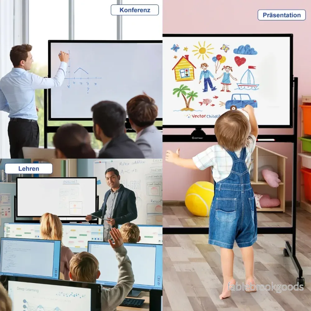 Dubbelsidig – magnetisk mobil whiteboard rullande för kontor – Svart - Bild 3