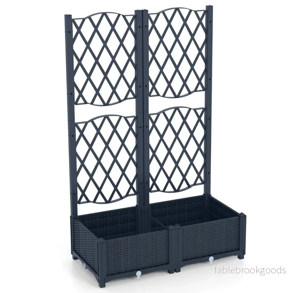 Blomlåda – med stödvägg för klättrande växter, höjdsåklåda spalier – 80 x 40 x 122 cm – Grå