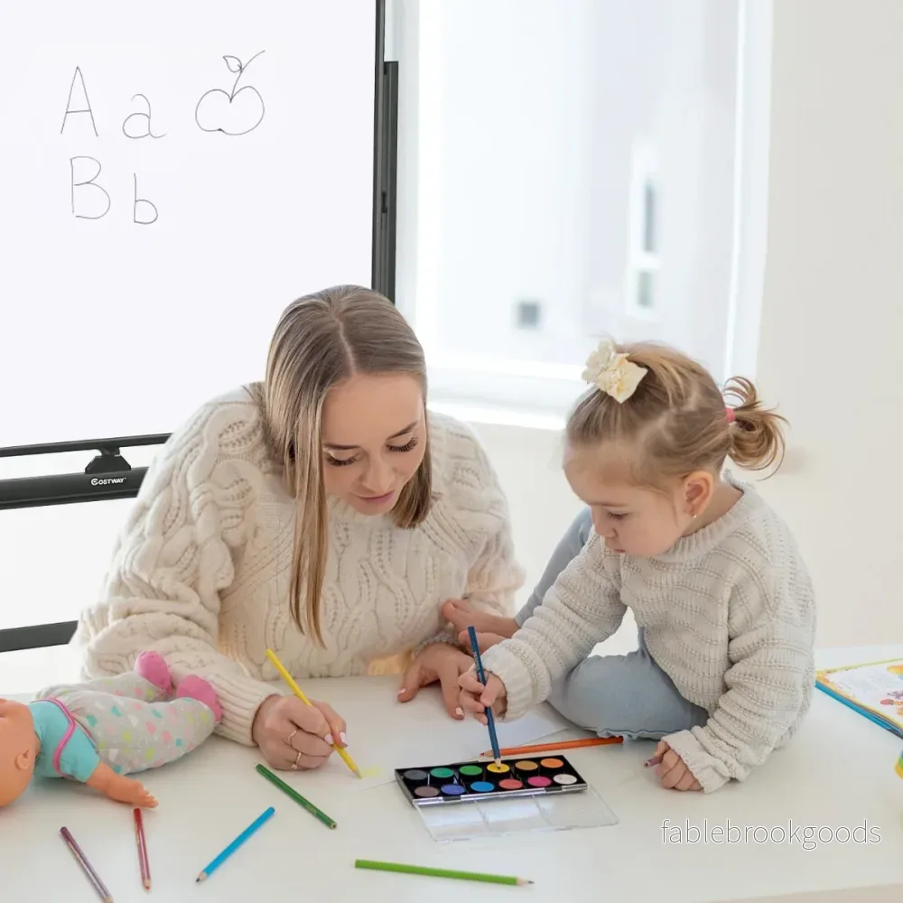 Mobil – magnetisk stor vändbar whiteboardtavla roterbar 360° + – 90 x 120 cm – Svart och vit - Bild 3
