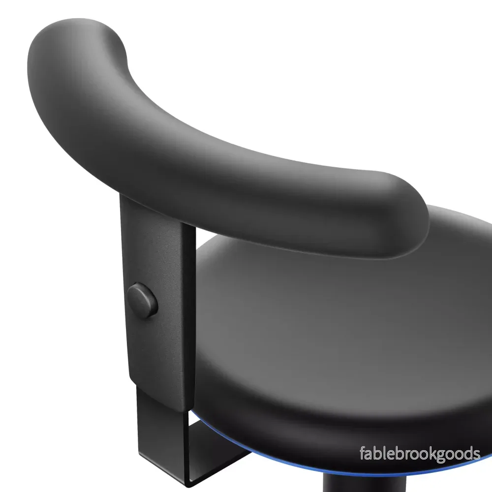 Stool - justebart ryggstöd, svart konstläder - Bild 3