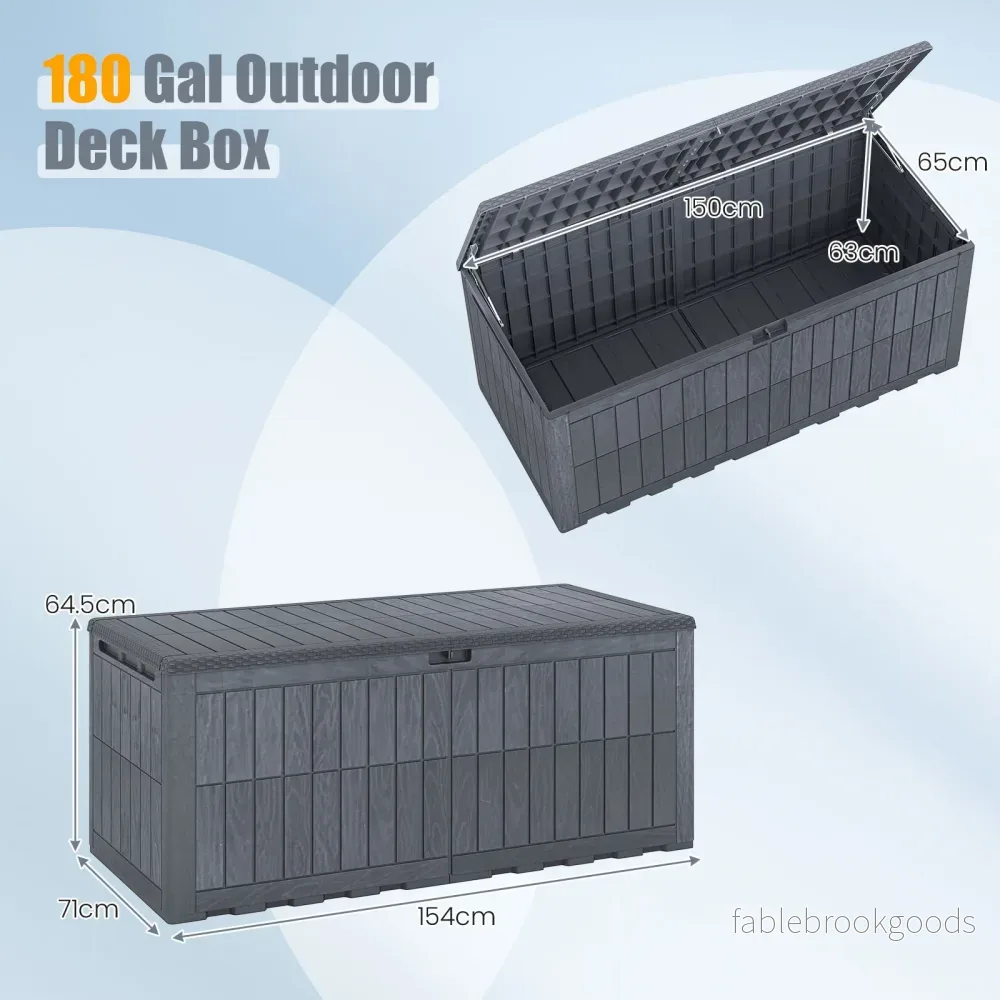 Väderbeständig – utomhusförvaringslåda 680L med låsbar lock och gasfjädrar - Bild 2