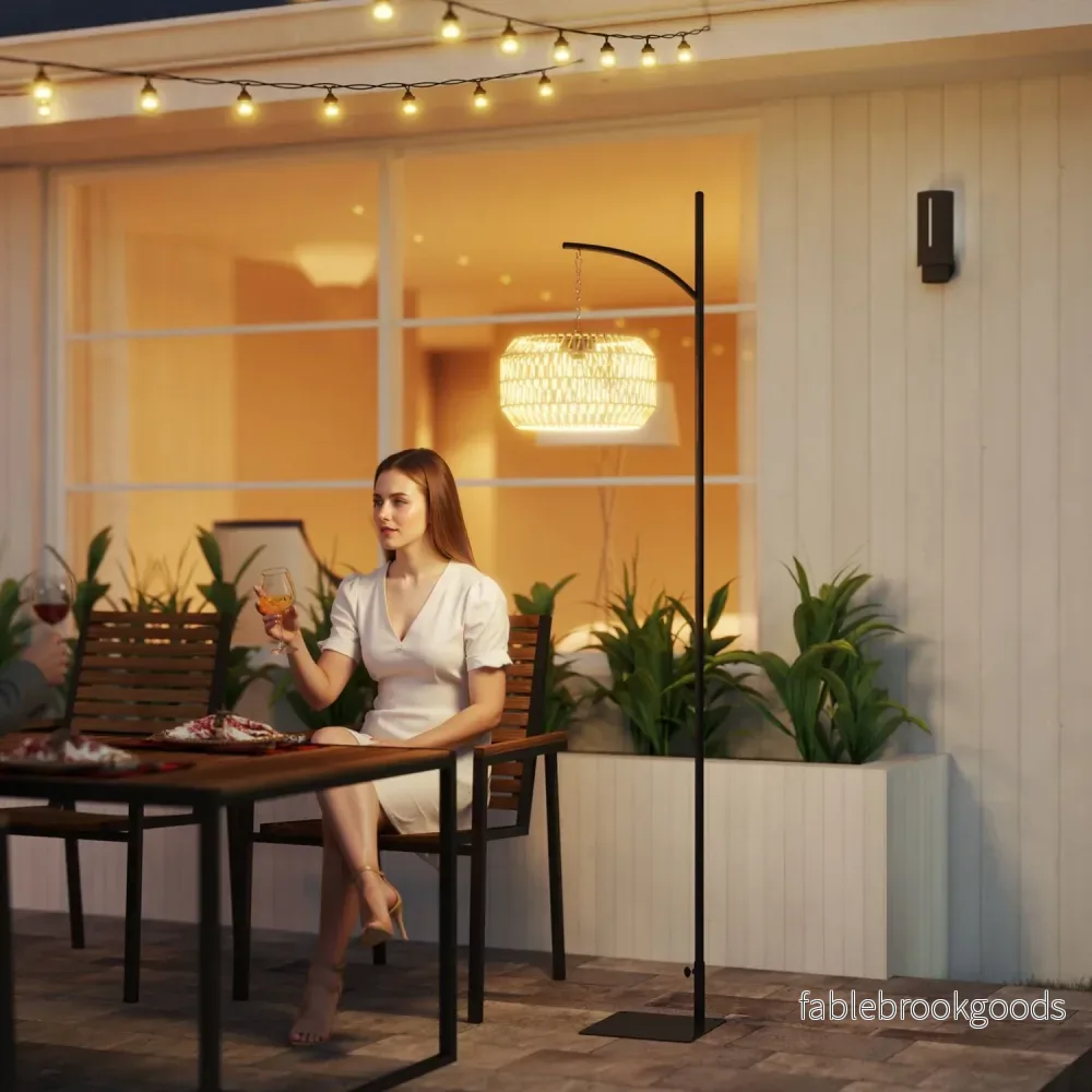 Boho Style Rattan Solar Golvlampa, IP44 Vattentät - Bild 2