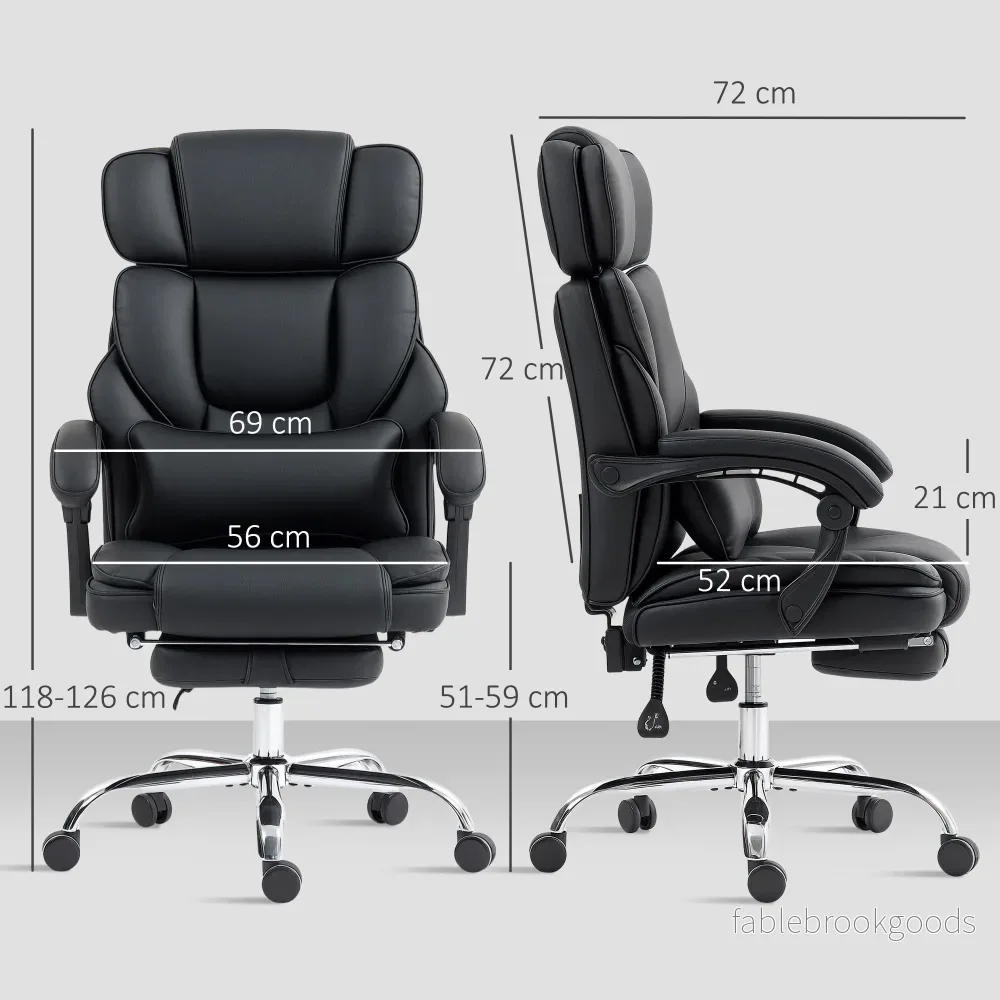 Ergonomisk kontorsstol med svankstöd, svart PU-läder - Bild 3