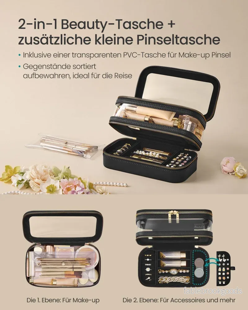 Sminkväska med smyckeskrin – Elegant design – Bläcksvart - Bild 3