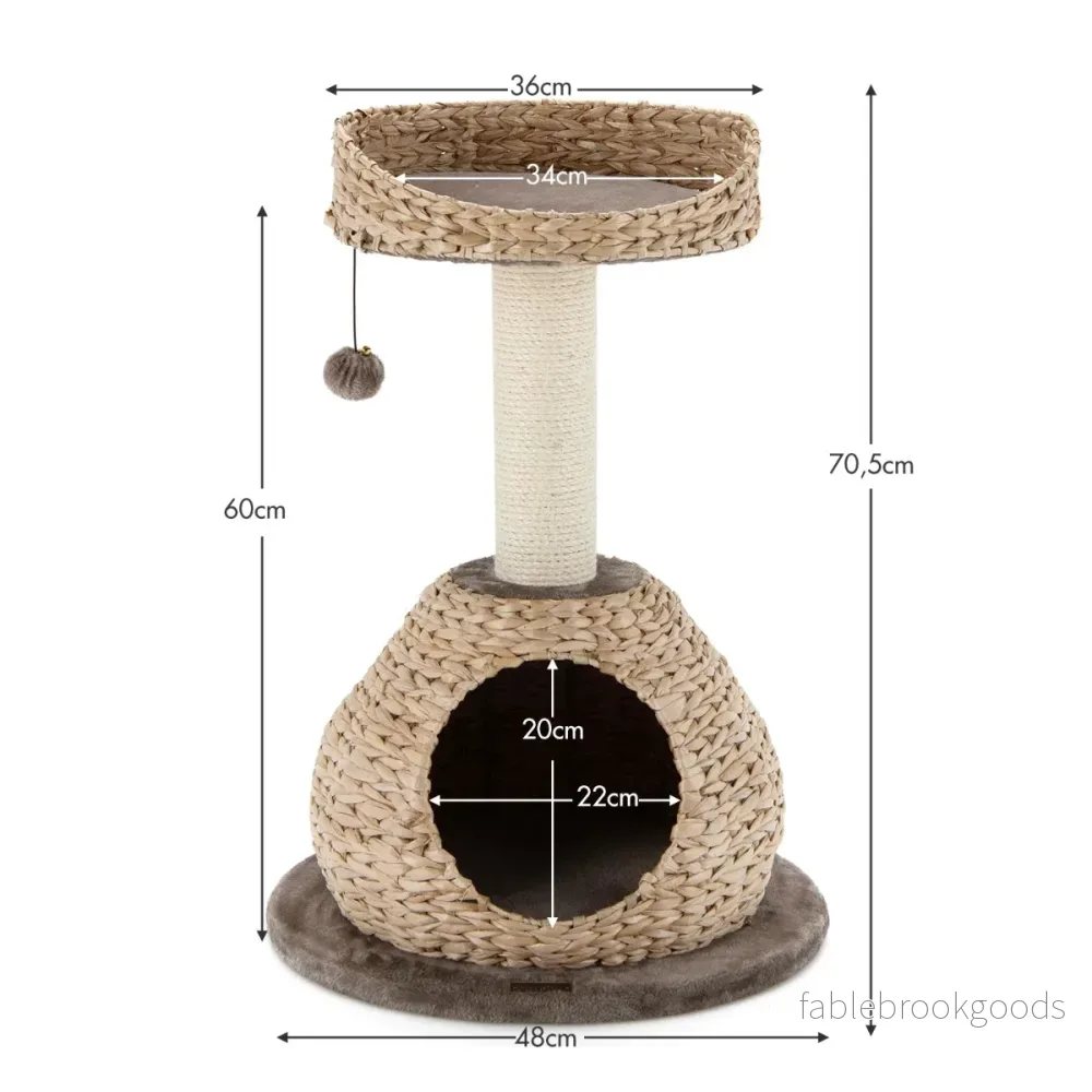 Litet – kattträd med grotta och naturlig sisal handgjord korg – Ø 48 x 70,5 cm – Brun - Bild 3