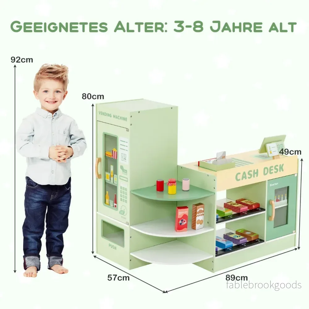 Barnbutik – Träbutik med sidodisk – 89 x 57 x 80 cm – Grön - Bild 2