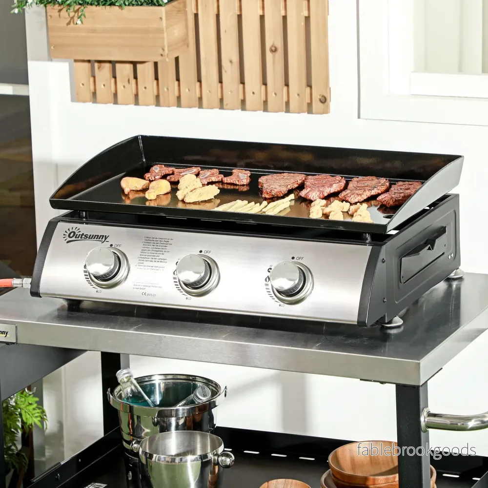Gasgrill med 3 brännare, rostfritt stål för trädgård Gasgrill med 3 brännare, rostfritt stål för trädgård