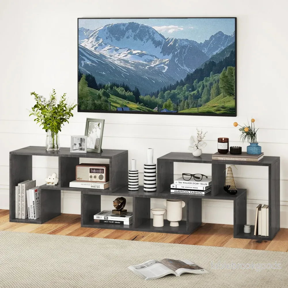 delad – TV bänk i trä för apparater upp till 65" Fritt kombinerbar bord – 3 – Grå - Bild 3