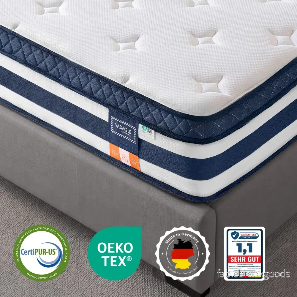 Pocketveringmatras – 7 Zones – Gel-Traagschuim – 90 x 200 cm – Blauw