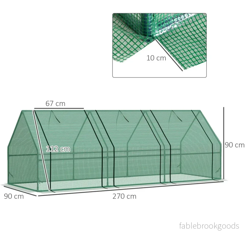 Växthus Kallstomme för Trädgård & Balkong, 270x90x90 cm, Grön - Bild 3