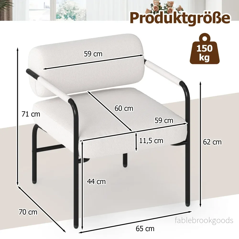 Soffa – Modern Loungestol Polstrad Accentstol med armstöd Enstol Relaxstol – Vit - Bild 2
