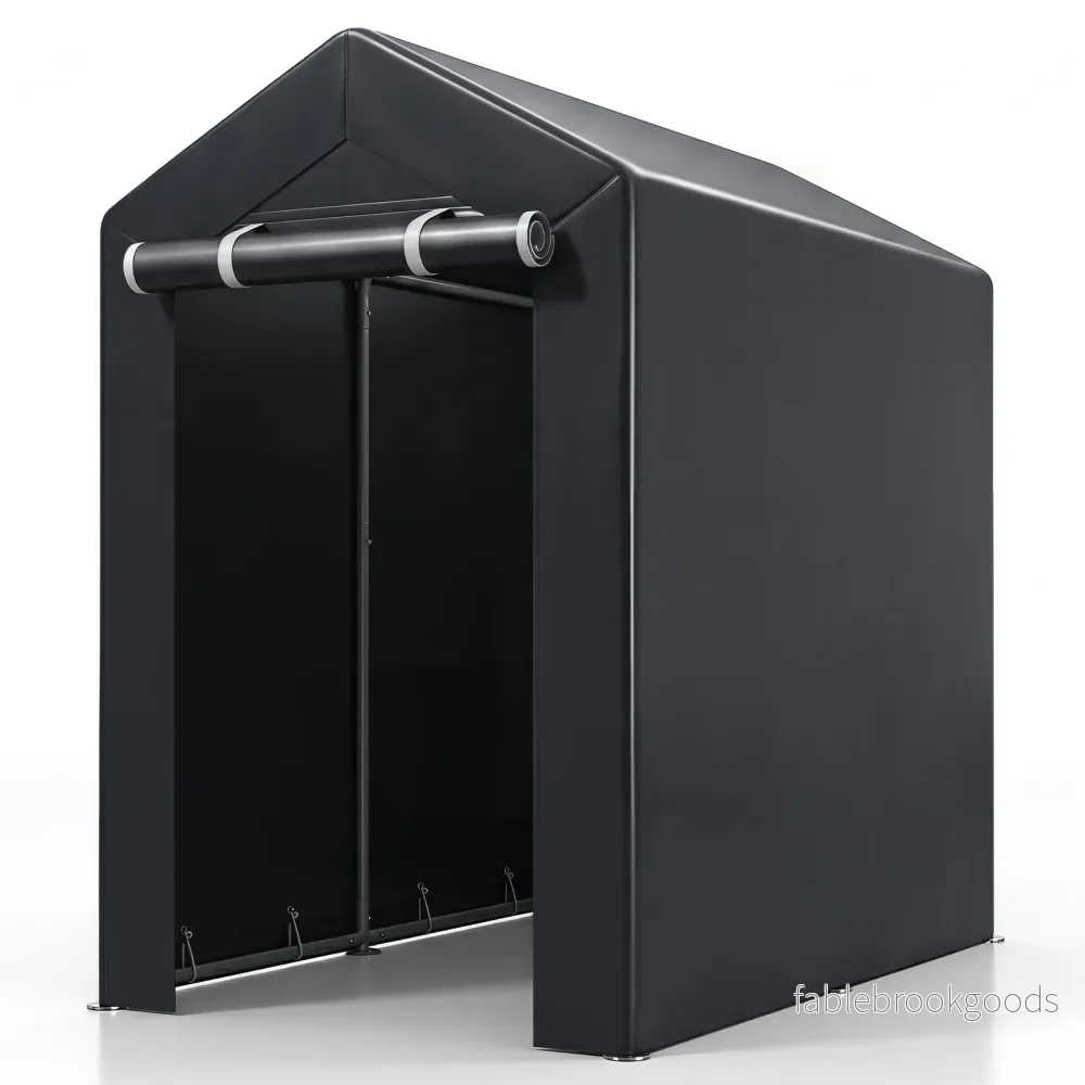 Utrustningsförrådstält – med upprullbar dragkedjedörr och metalljordspett, – 6 150 x 92 x 150 cm