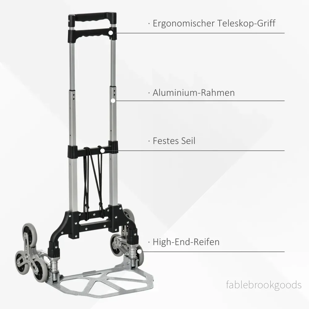 Fällbar trappklättrare i aluminium med 6 hjul, 70 kg kapacitet - Bild 3