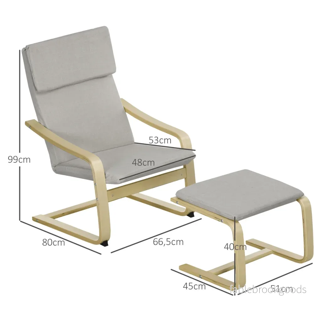 Loungestolar Set med pall - Linneöverdrag, ljusgrå - Bild 3