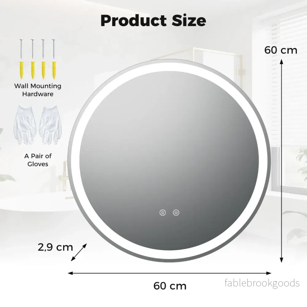 Rund – LED belyst spegel med justerbar ljusstyrka – 60 cm – Silver - Bild 2