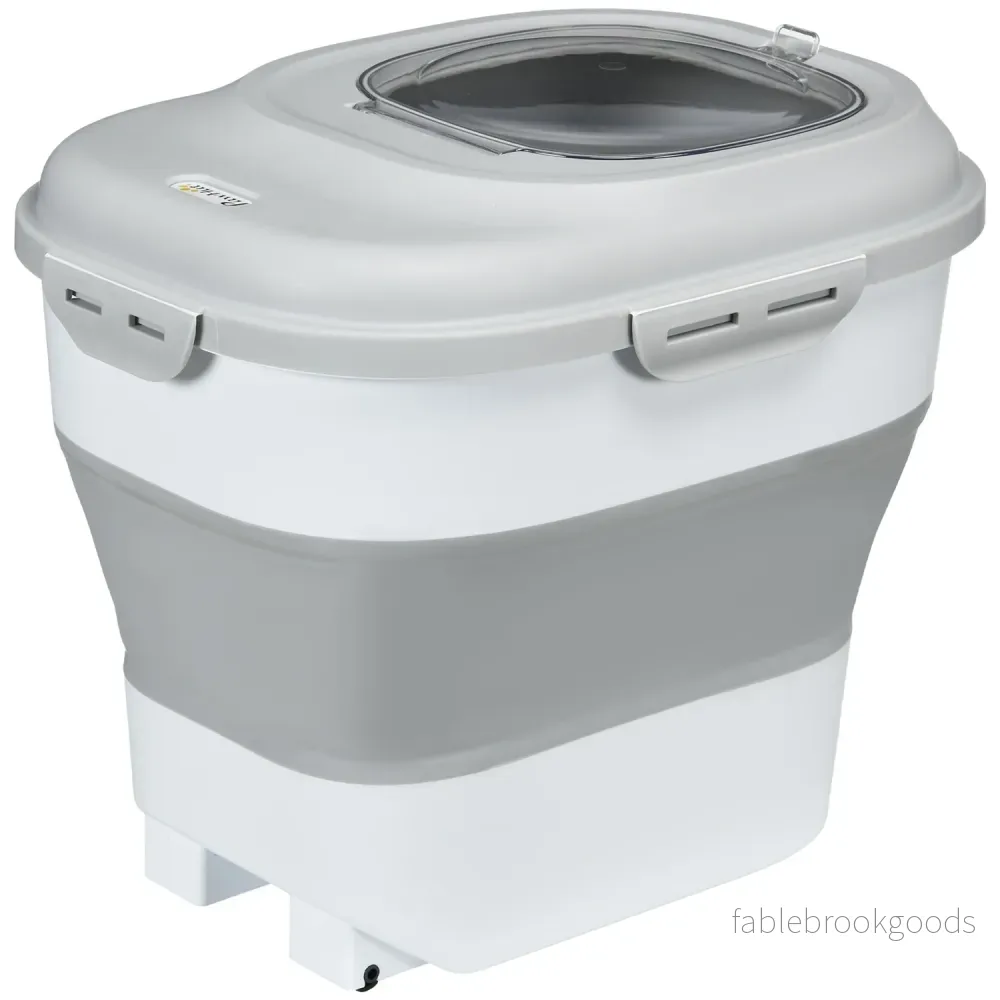 Hundmatsbehållare, 25L, hopfällbar med hjul och lock