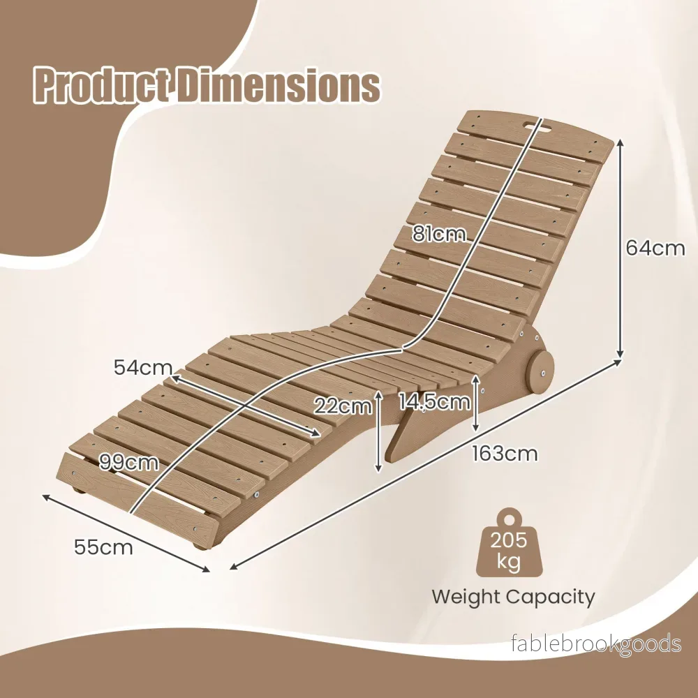 Solbädd – i HDPE, ergonomisk S formad trädgårdslägenhet, väderbeständig strandbädd med hjul - Bild 2