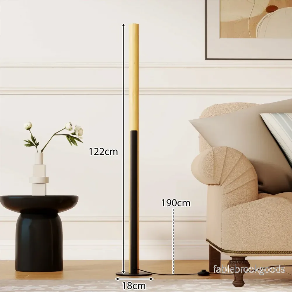 Bambu – Golvlampa dämpbar LED Hörnlampa med Fotsviktare 3000K upp till 6000K – 122 cm – Natur - Bild 2