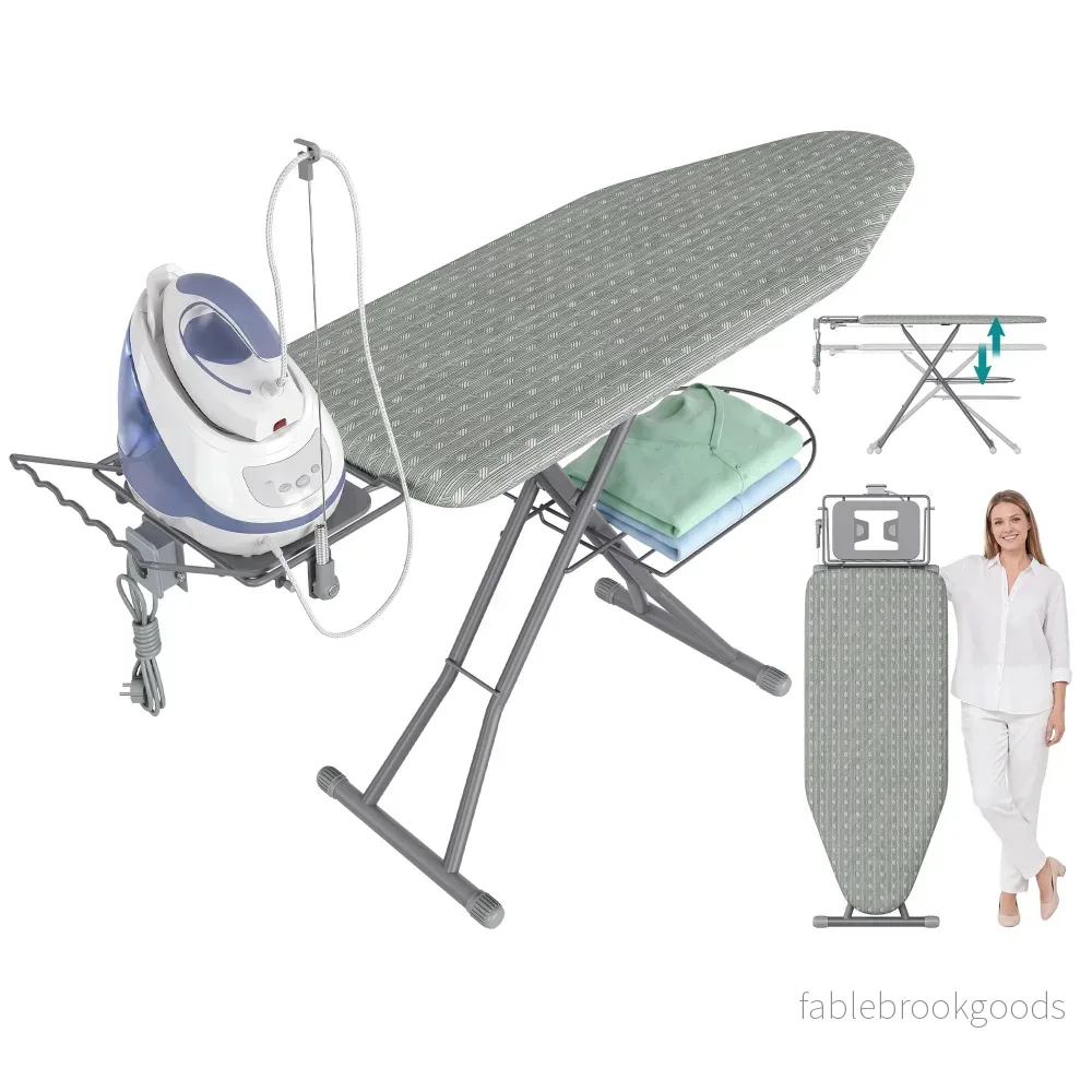 Strijkplank – Met Stopcontact en Ablage – In Hoogte Verstelbaar – Duifgrijs – 166 x 48,5 x 75-92 cm Strijkplank – Met Stopcontact en Ablage – In Hoogte Verstelbaar – Duifgrijs – 166 x 48,5 x 75-92 cm