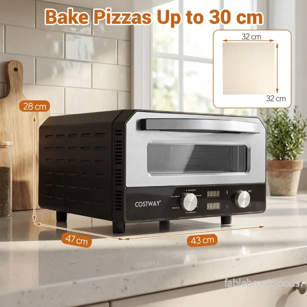 Elektrisk – inomhus pizzaugn Bords för pizzor med förinställningar – 30 cm 6 – Svart - Bild 2