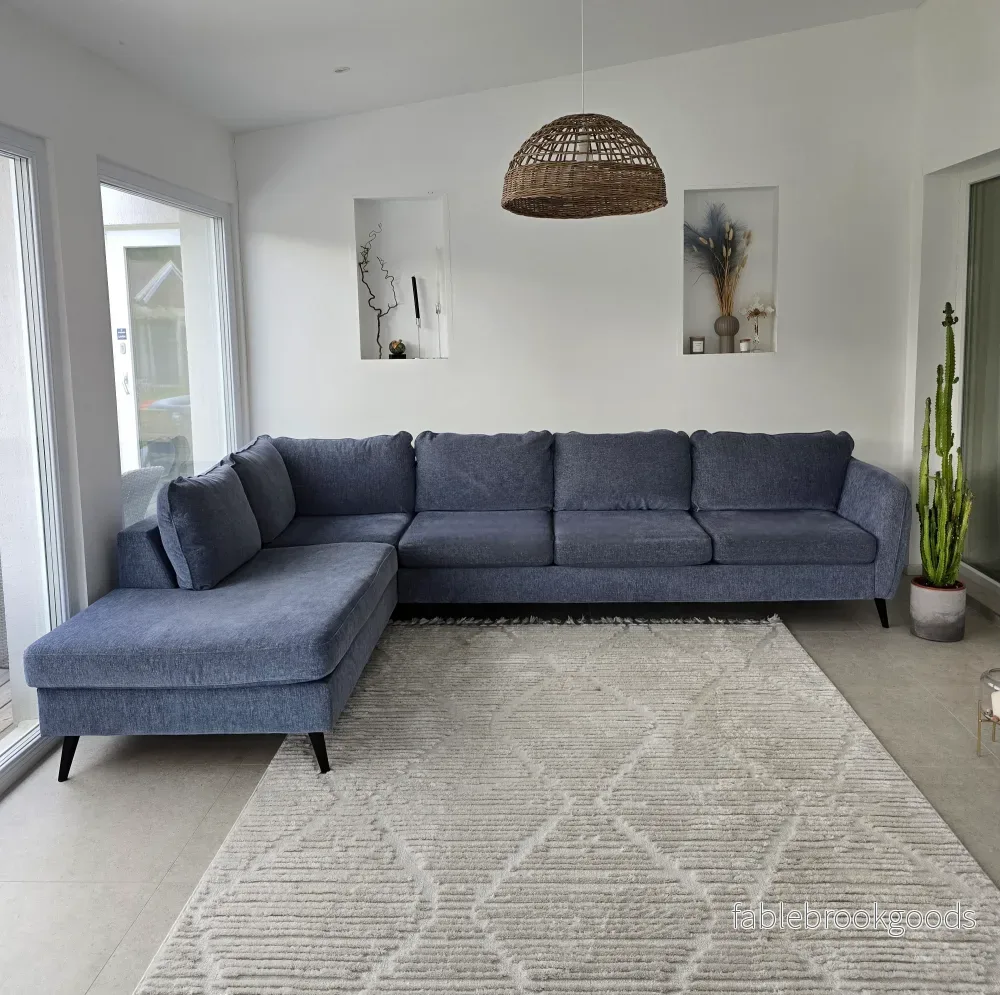 Mio County 3-sits soffa med divan vänster, Light Blue
