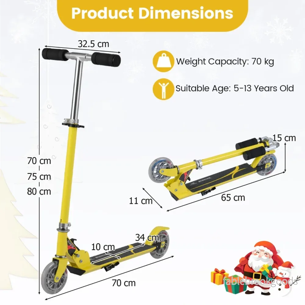 Scooter – Roller Sparkcykel hopfällbar upp till – 70 kg – Gul - Bild 2