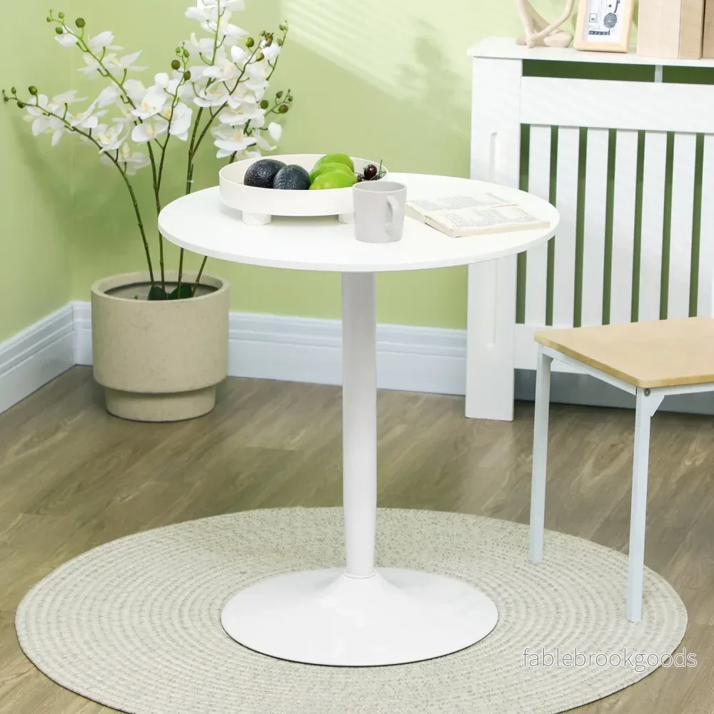 Runt matbord, Modern Vit, Stålben, Ø70 x 75 cm - Bild 2