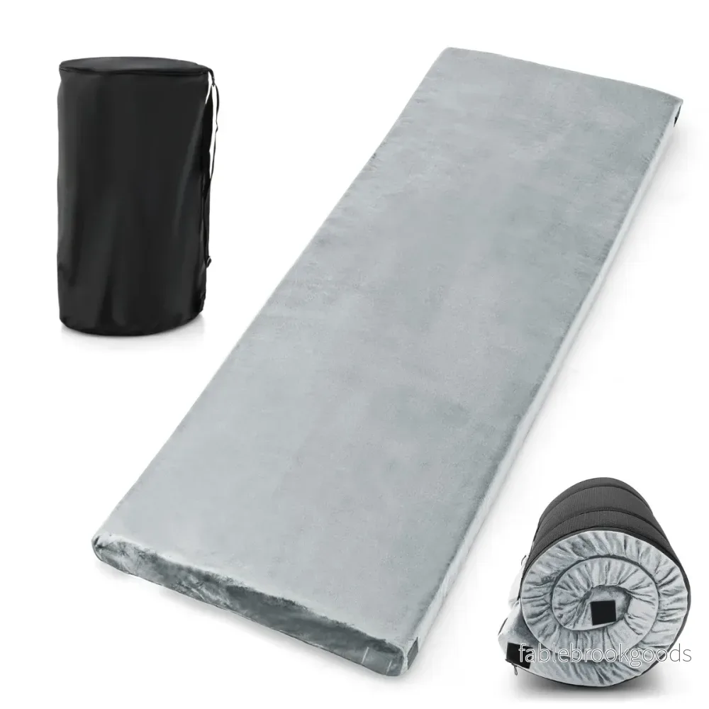 Camping – sovmatta Memory Foam Lätt med flanellskydd – 183 x 62,5 x 6,5 cm – Grå