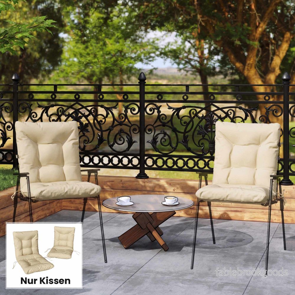Set med sittdynor för utomhusbruk, 8 cm tjocka, beige, 120x50 cm - Bild 2