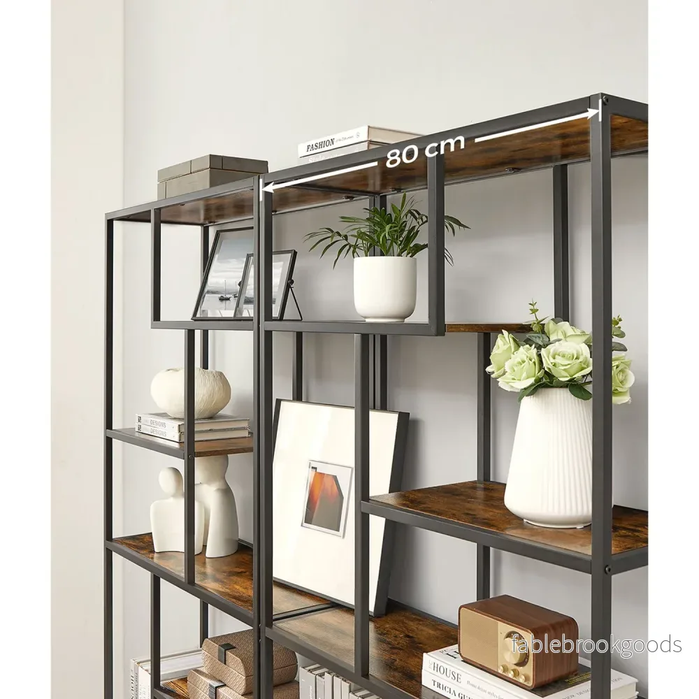 Bokhylla – 6-fack design – Vintage brun-svart - Bild 3