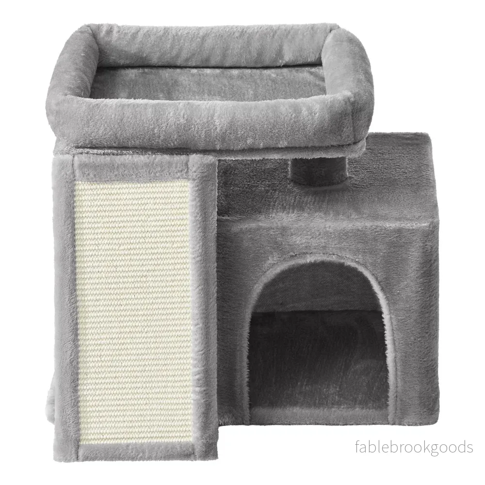 Kleine Krabpaal – Met Krabplank – Kattenmand – Platform – Lichtgrijs Kleine Krabpaal – Met Krabplank – Kattenmand – Platform – Lichtgrijs