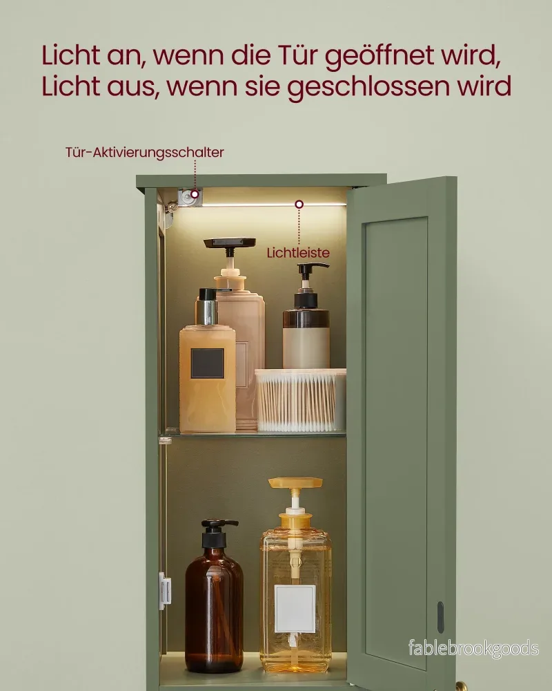 Badkamerkast - 170 cm Hoog - Met Verlichting - Landelijke Stijl - Bosgroen - Bild 3