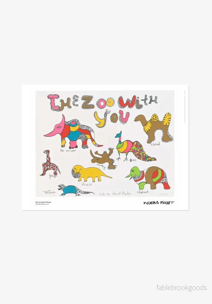Poster: Niki de Saint Phalle, The zoo with you; Dragon; Dreaming under the cactus tree; Nana; Tree Poster: Niki de Saint Phalle, The zoo with you; Dragon; Dreaming under the cactus tree; Nana; Tree