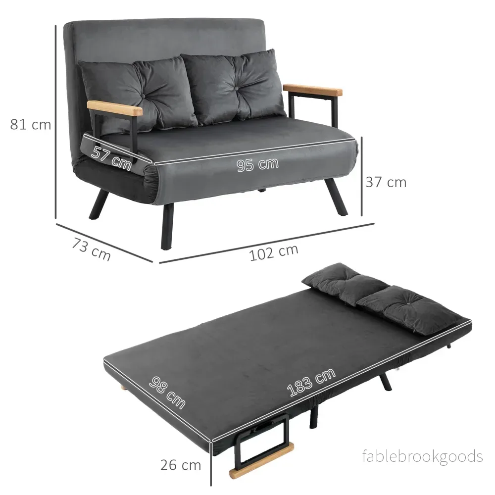 Mörkgrå sammetsbäddsoffa med förvaring och dyna - Bild 3