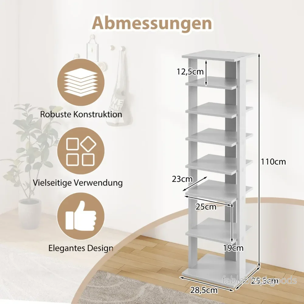 Höjdjusterbar – stegs skoställ i trä, platsbesparande skohyllan – 8 – Grå - Bild 2