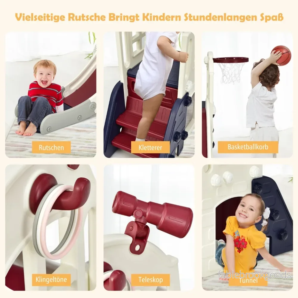 Barnrutschbana – Lekplats för trädgård med stege Basketbåge – Blå - Bild 3