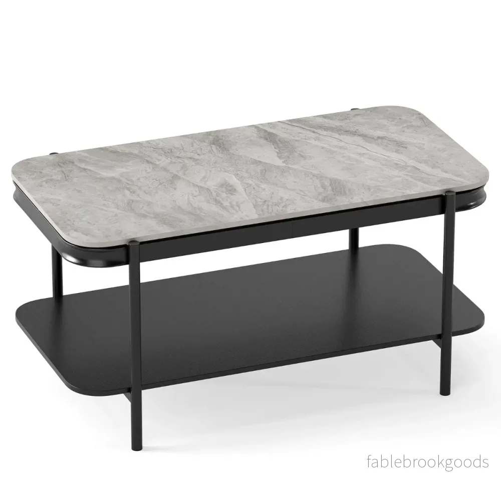 Rektangulär – soffbord Modern Cocktailbord Kaffebord Accentbord – Grå