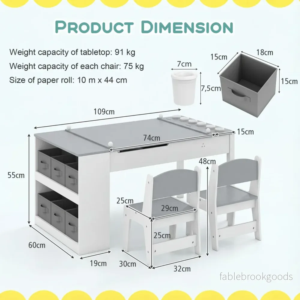i – barnkonstbord och staffeli set med stolar multifunktionell småbarnsträbord – 2 1 2 – Grå - Bild 2