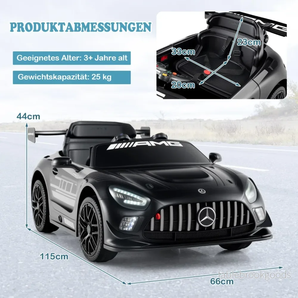 Ride – on Auto licensierad Mercedes AMG GT3 barnbil med fjärrkontroll hastigheter – 3 – Svart - Bild 2