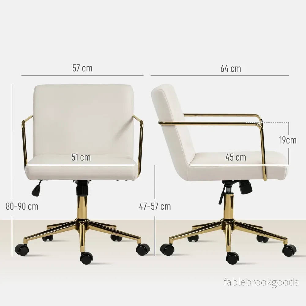Ergonomisk kontorsstol, guldfärgade detaljer, sammetsliknande tyg - Bild 3