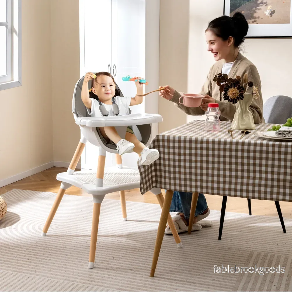 Höga – stolar för spädbarn och småbarn i omvandlingsbordstolset med byggstenbord – 6 1 – Grå - Bild 3