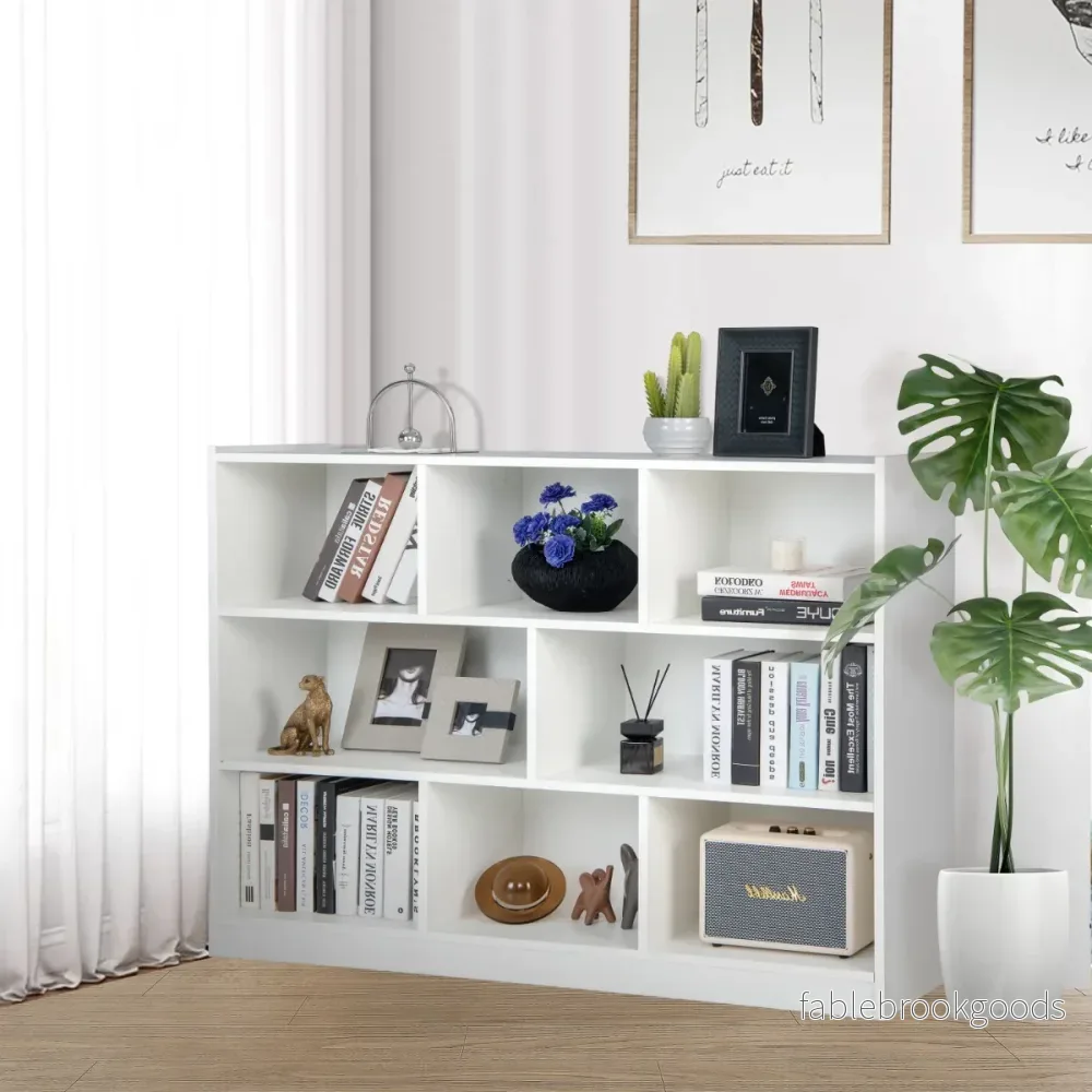 Bokhylla – med fack vånings stående för vardagsrum – 8 3 122 x 32 x 93 cm – Vit - Bild 2