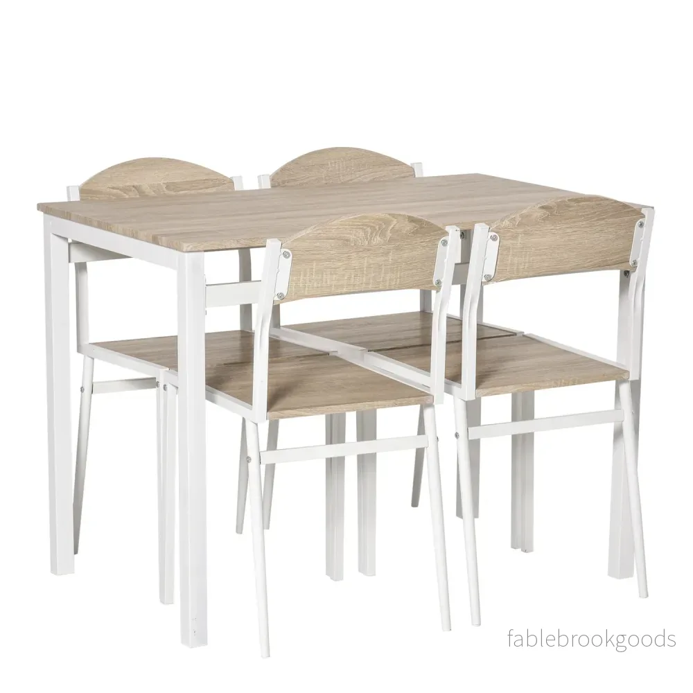 5-delad matbordsset, träfibrer MDF & metall, grå/vit