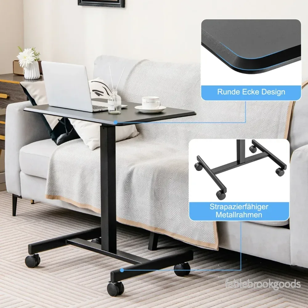Höjdjusterbart – laptopbord med hjul, datorbordsvagn, skötselbord, lastkapacitet upp till – 4 80 kg – Svart - Bild 3