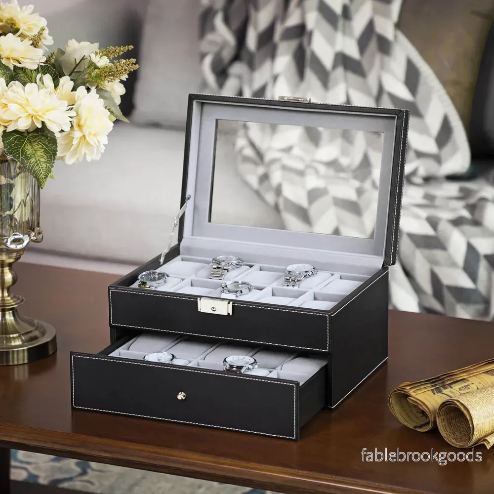 Watchbox - 20 klockor - glaslock - svart - Bild 3